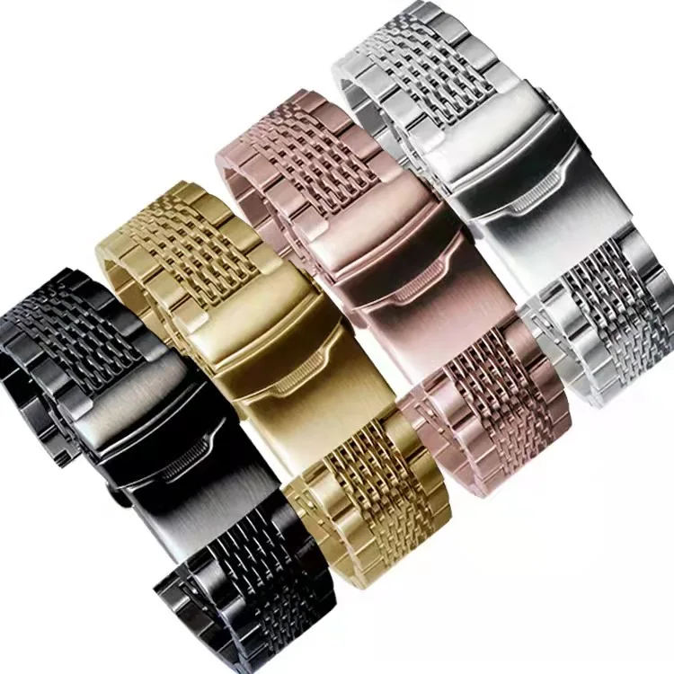 

Solid Mesh Stainless Steel Watch Band Bracelets 18mm/20mm/22mm/24mm Watch Straps Deployment Buckle Brushed/Polished Strap