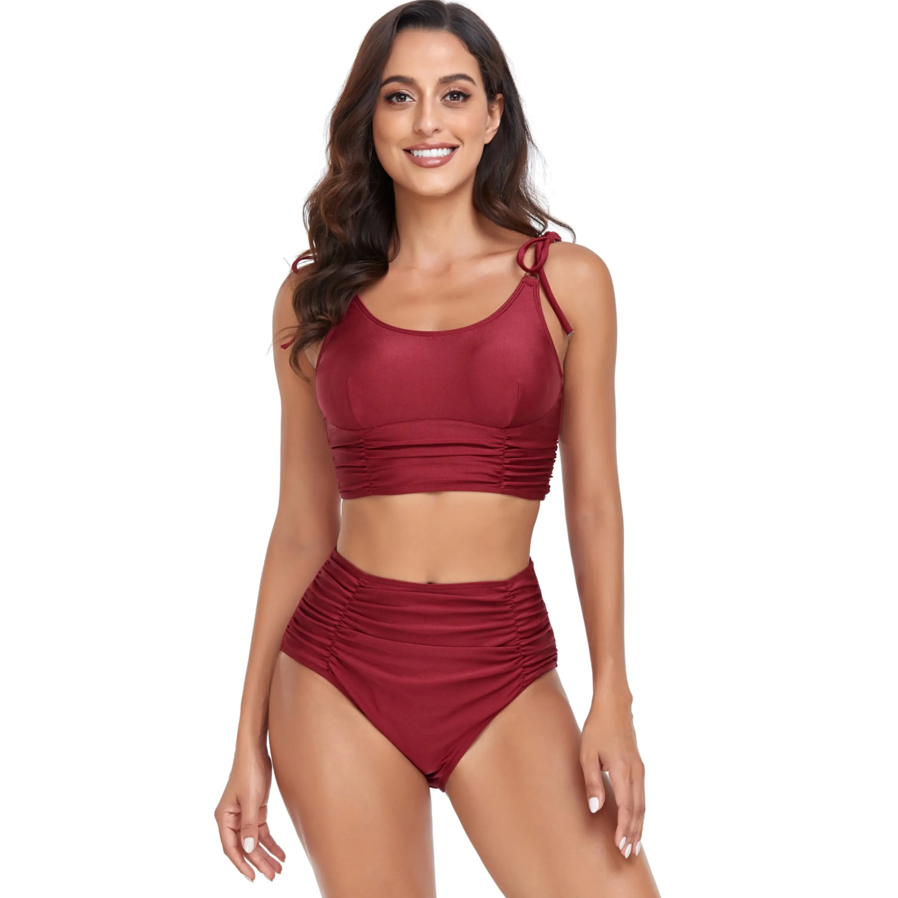 Бикини пуш-ап женское из 2 предметов с высокой талией и эффектом