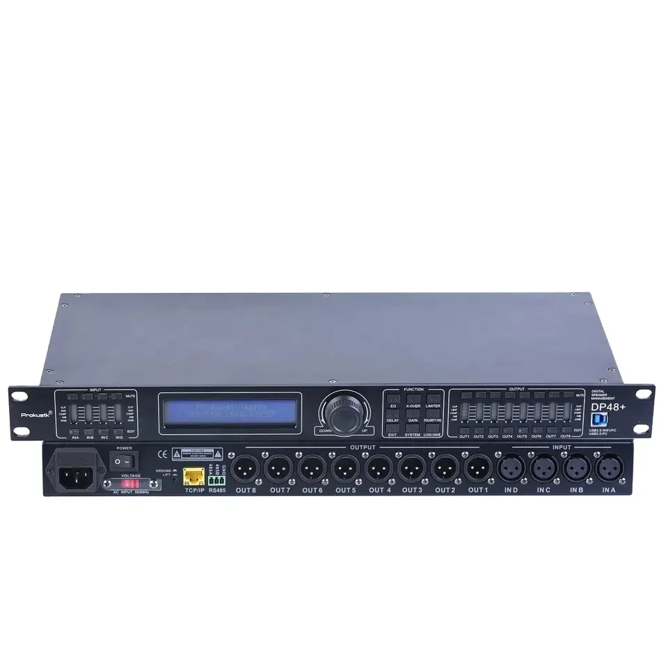 Профессиональный усилитель DP48 4 В 8 ВЫХОД цифровой динамик Процессор кроссовер