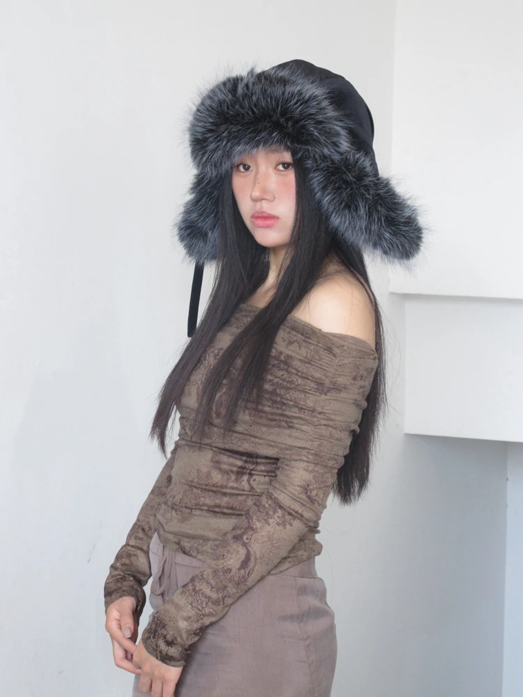 Зимняя бархатная текстура с большим бантом элегантная шапка Lei Feng морозостойкая