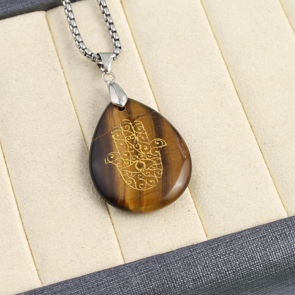 Ожерелье с подвеской из натурального камня чакры женское ожерелье рисунком