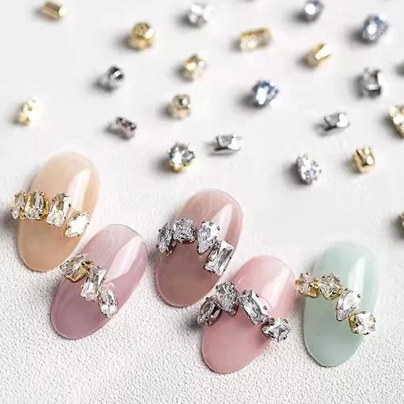 2022 дизайн ногтей коготь бриллиант серебро/золото Капля воды конский глаз Циркон