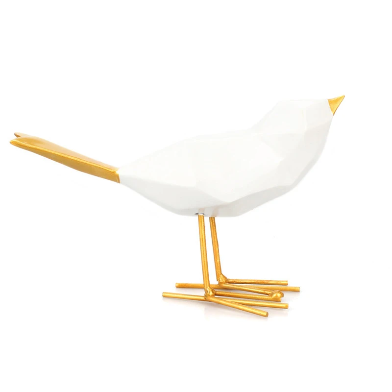 

Modern Cute Resin Bird Figurine Ornaments Geometric Origami Animal Statue Home Office Decor Gift