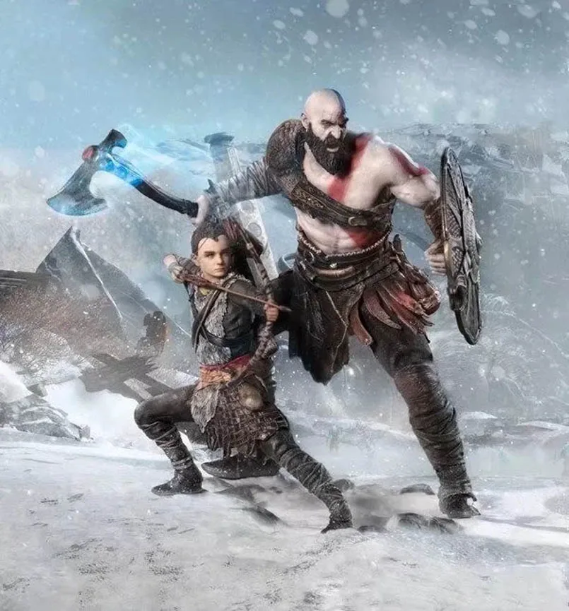 

18cm Anime God Of War Game Figure Kratos Atreus PVC Action Figure collectible model toys kid gift