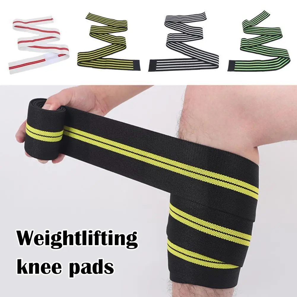

1 Pairs Fitness Pressurized Straps Gym Weight Lifting Training Wraps Strap Bandages Knee Sleeves Elastic Compression Knee L Y3T4