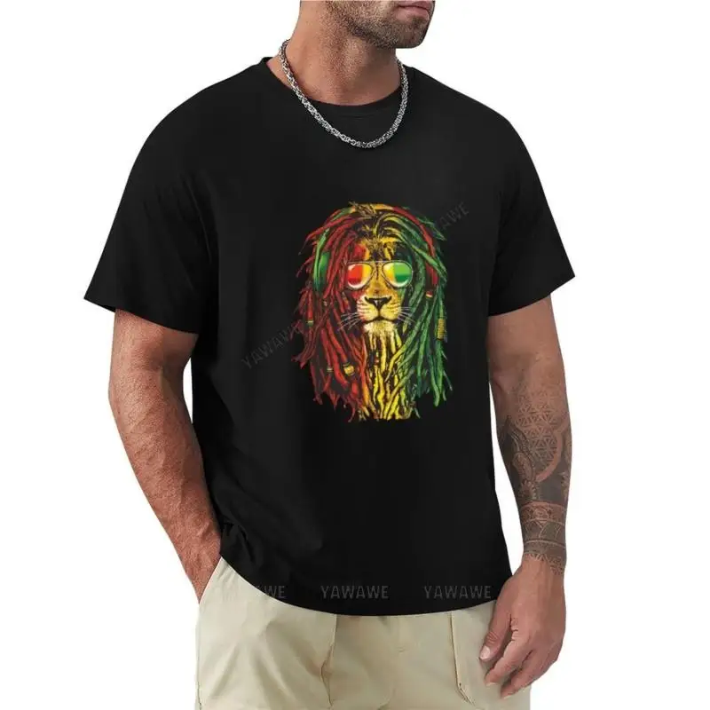 

Rasta Lion Art for Reggae Lover Oversized for a boy funny t shirts for men black cotton mens summer men