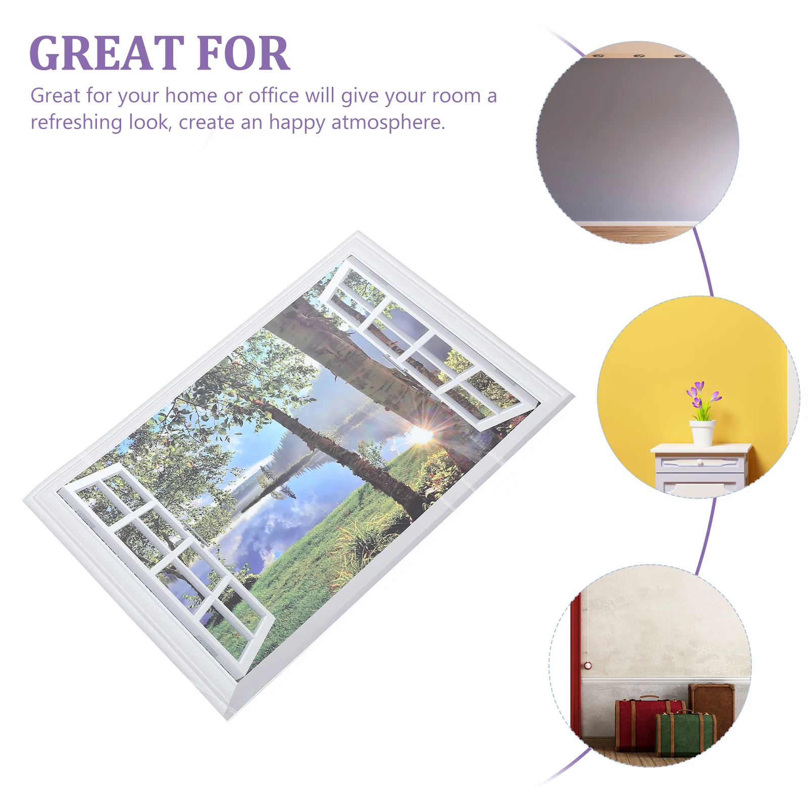 

Window Wall Sticker Stickers Fake Wallpaper Decal View Landscape Faux 3D Windows Decals Mural Removable Pvc Scenery Decor Scene