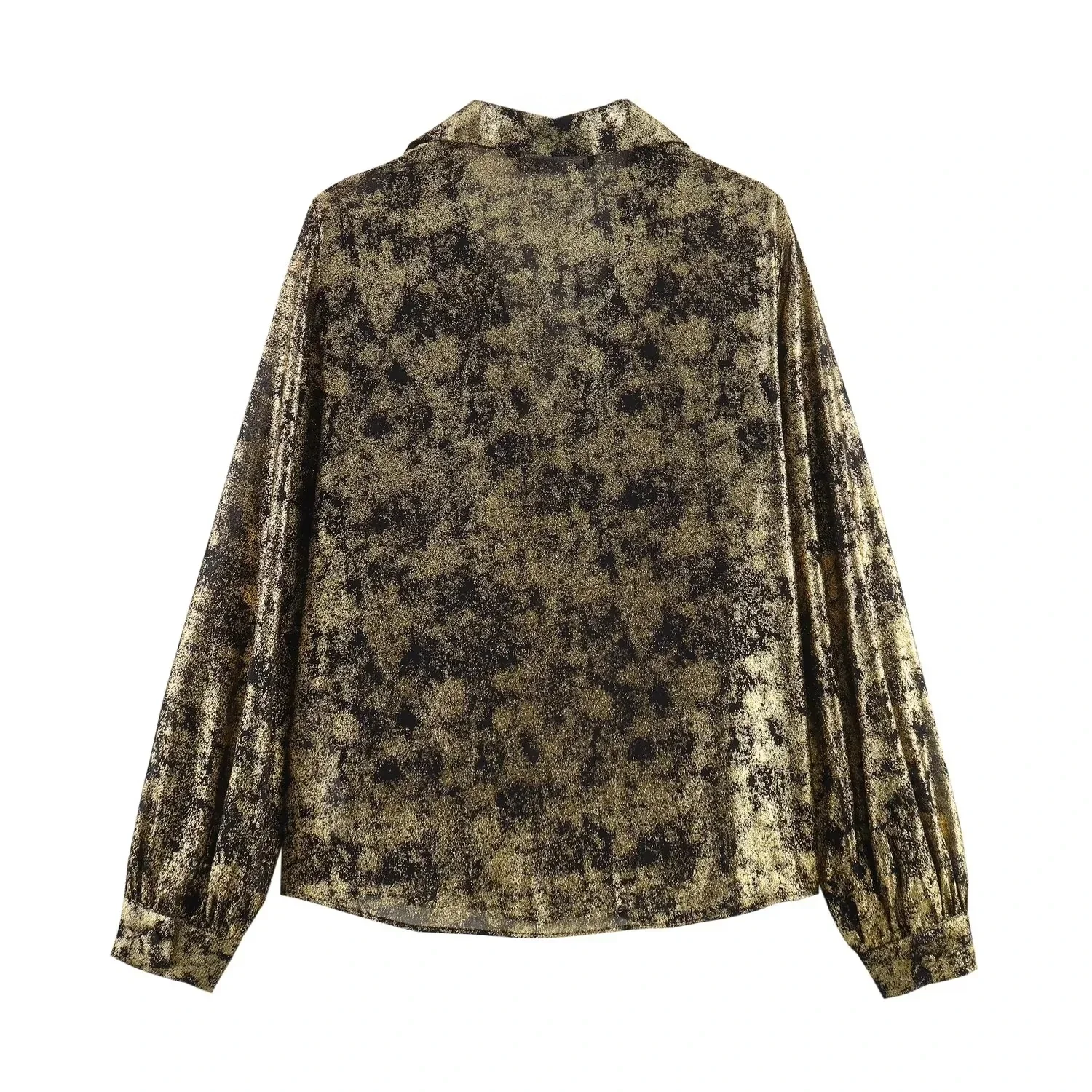 Рубашка женская с длинным рукавом металлик на пуговицах