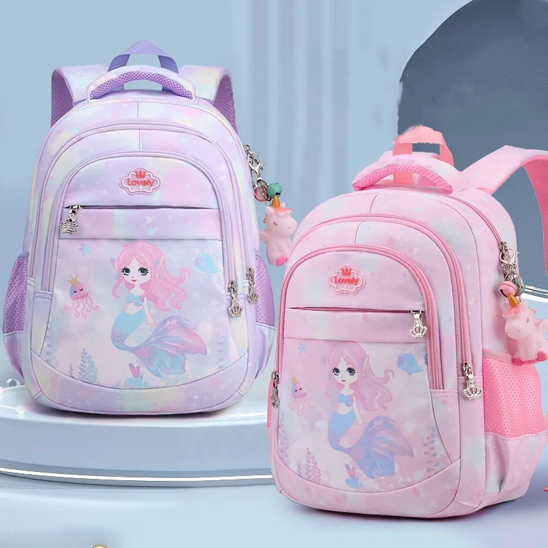 Primary School Student Children Cartoon Fashion Backpacks New Girl Princess Sweet Mermaid Popular Schoolbags In Kindergarten Hot