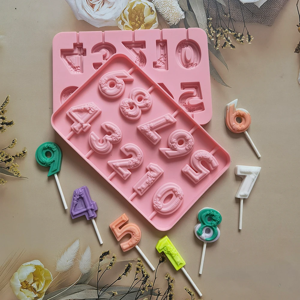 

Numeric Shaped Modeling DIY Lollipop Silicone Mold Chocolate Candy Mould Various Shape Birthday Cake Decorating Tool Baking Mold