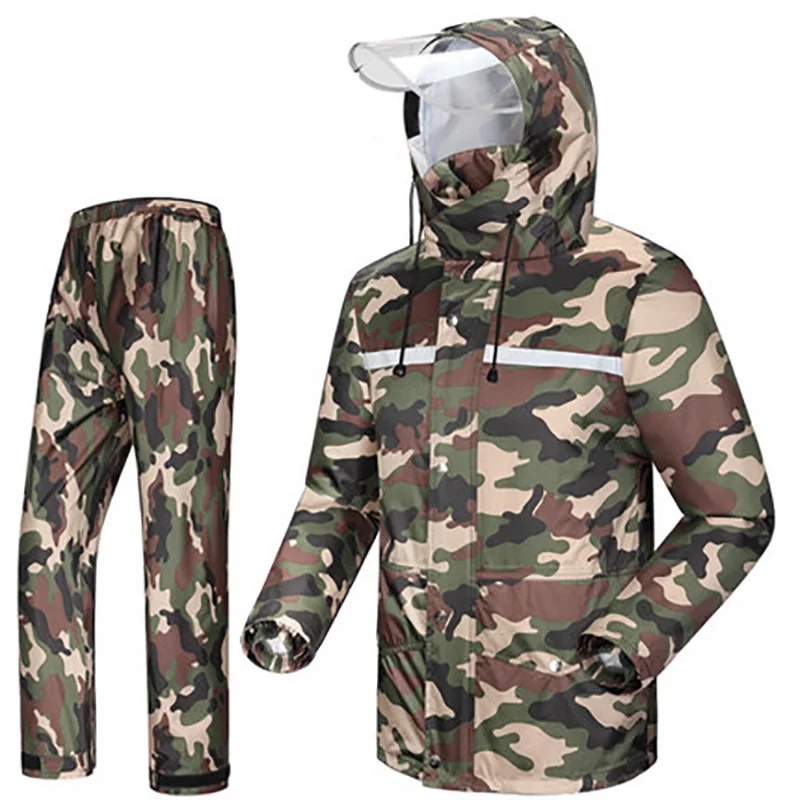 

Camouflage Hiking Motorcycle Raincoat Mens Rain Jacket Outdoor Waterproof Rain Coat Suit Casaco Masculino Regenjas R5C145
