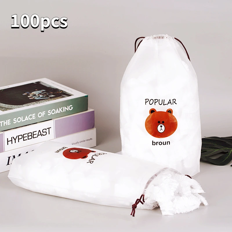 

100 Pcs Reusable Food Storage Covers Bags Disposable Plastic Bag for Stretch Adjustable Food Fresh-keeping Bags Kitchen Supplies
