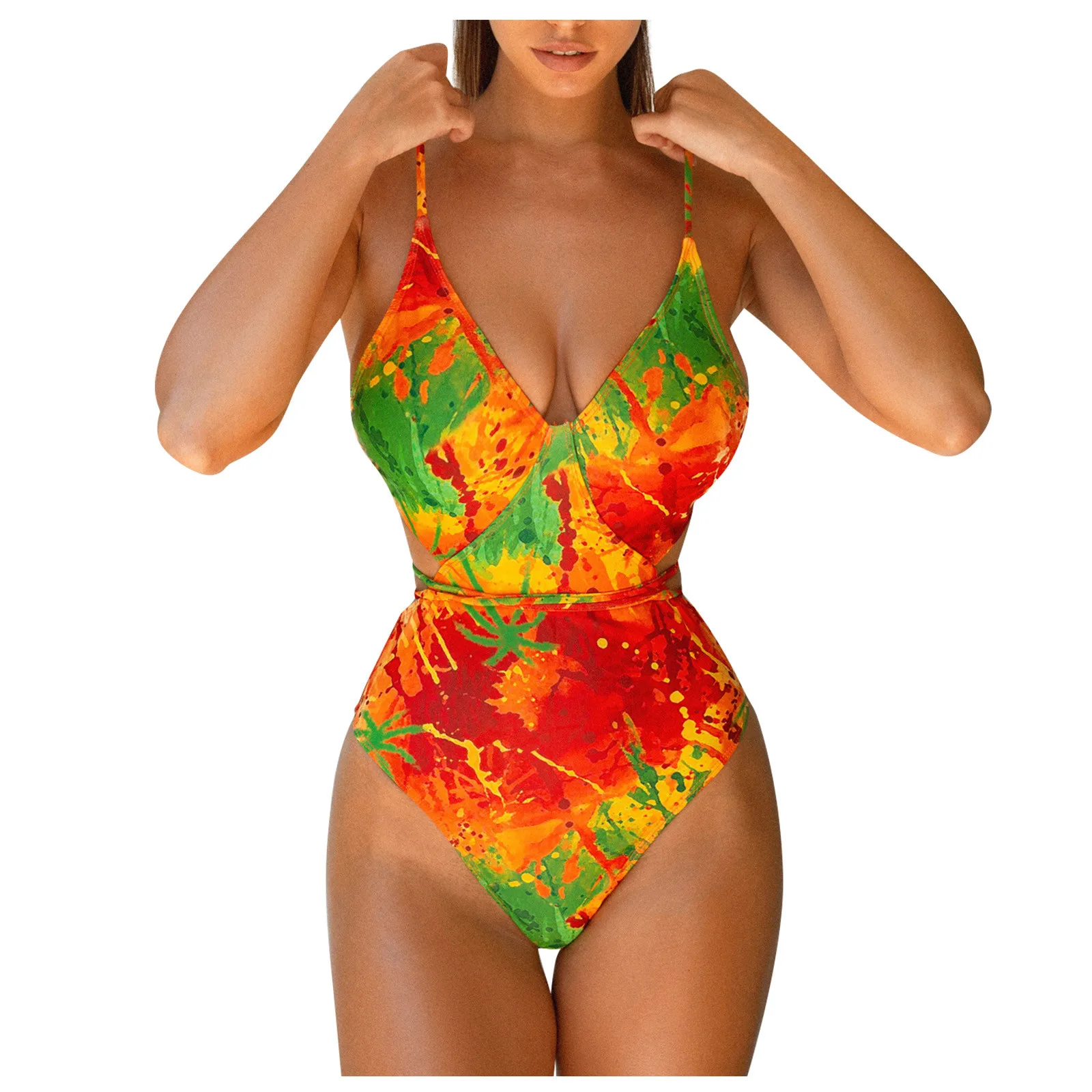 

Fashion Women's Sexy Hanging Neck Open Back Bikini Dyed Swimwear купальники 2023 женские trajes de baño mujer női fürdőruha 비키니