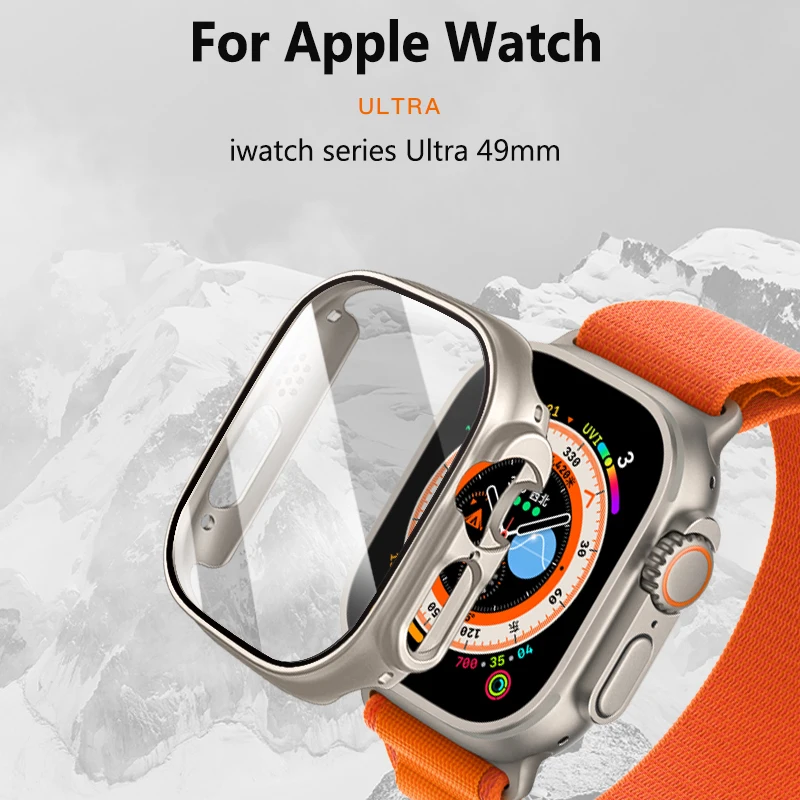 

Стекло + крышка для Apple Watch чехол Ultra 49 мм PC защита экрана бампер закаленное аксессуары для смарт-часов серия iwatch Ultra 49 мм