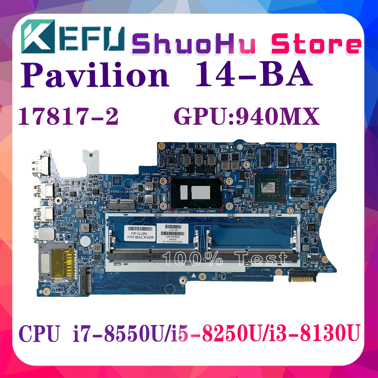 

Материнская плата KEFU 17817-2 для ноутбука HP PAVILION X360 14-BA 14-BA109TX