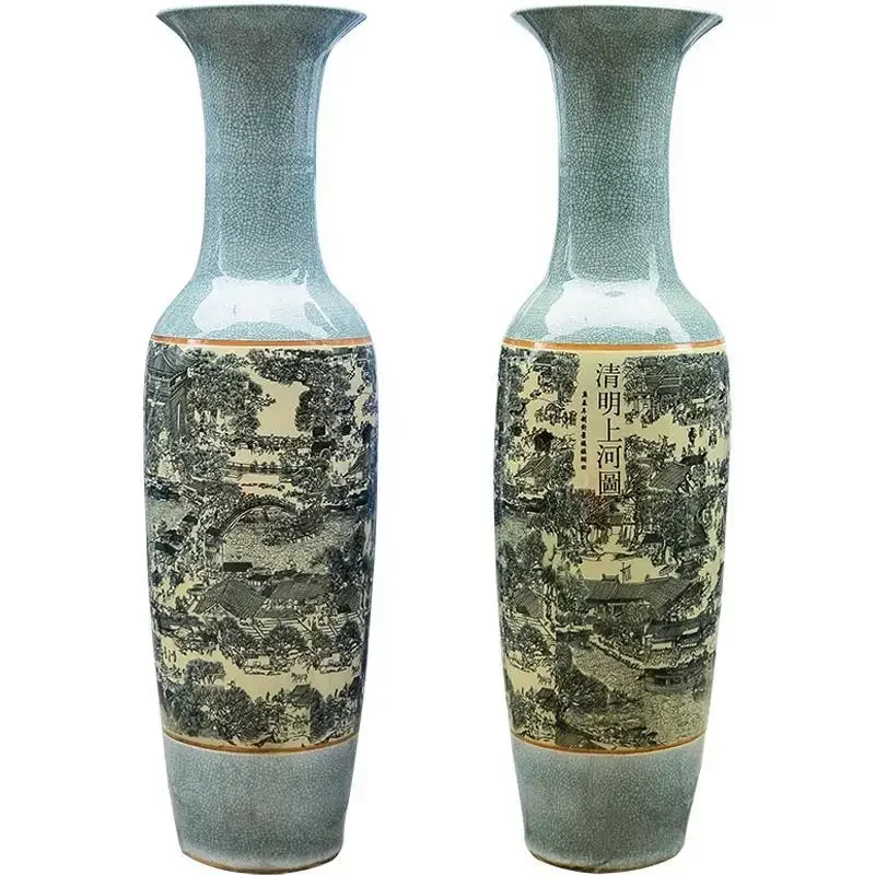 Керамическая посуда картина Цинмин Шанхэ антикварная напольная большая ваза