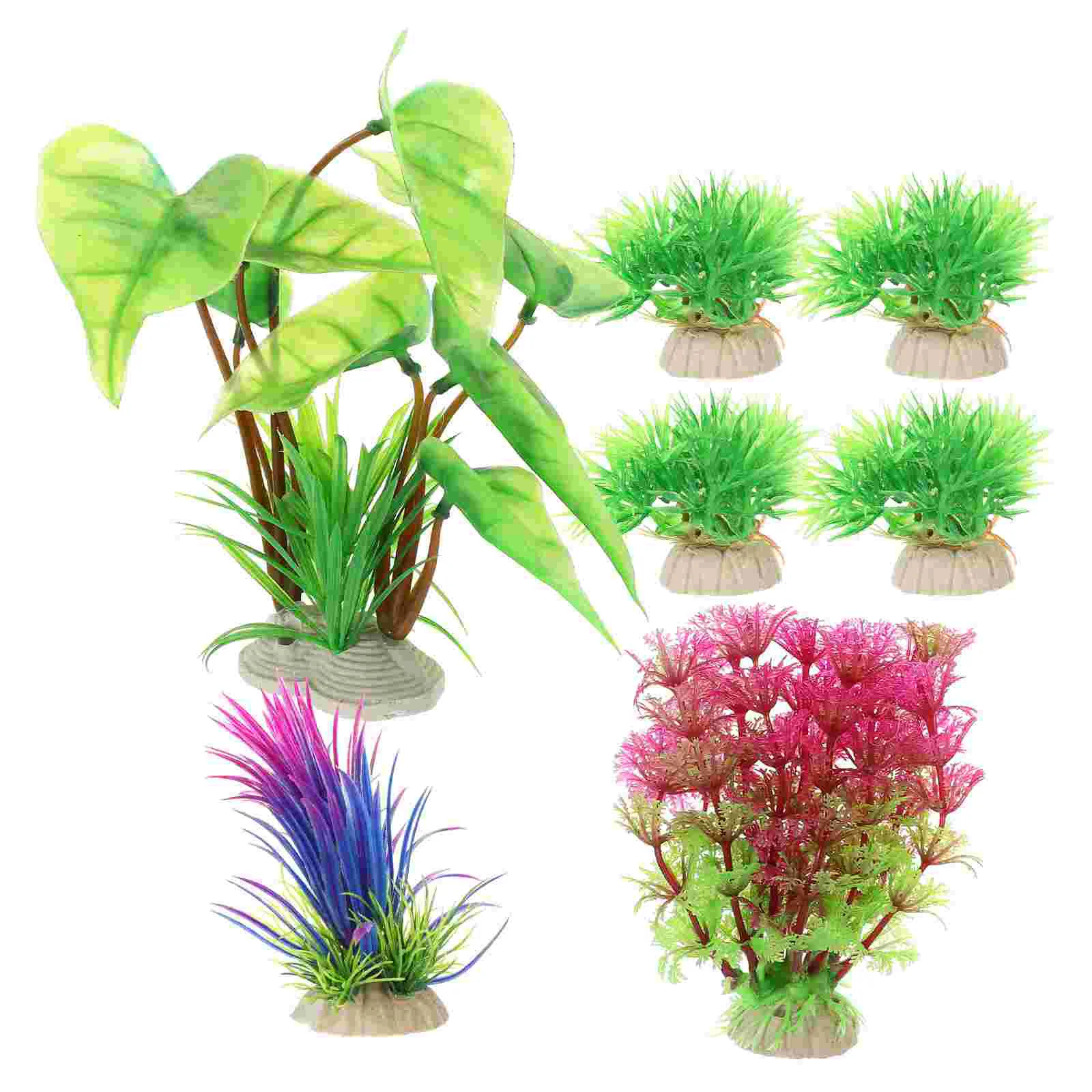 

7 Pcs Aquarium Landscaping Fish Tank Plastic Plants Decor Artificial Water Decoration
