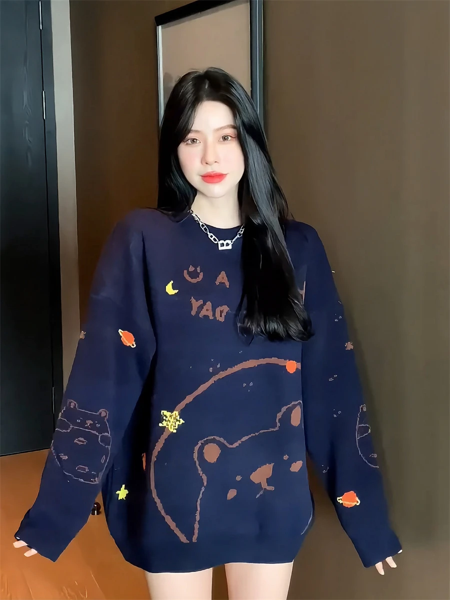 Американский винтажный свитер с длинными рукавами женский осенне-зимний