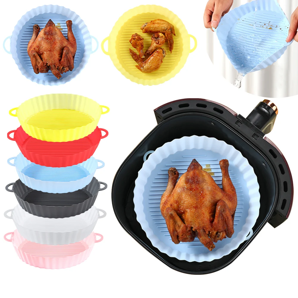 

Air Fryers Silicone Pot Reusable Air Fryers Oven Baking Tray Pizza Fried Chicken Basket Mat Cake Pan Air Fryer Accessories