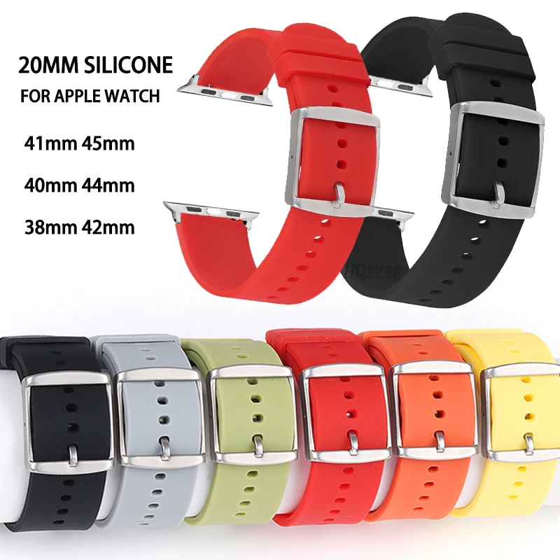 Ремешок силиконовый для Apple Watch Band 45 мм 44 мм 41 мм 40 мм 38 мм 42 мм, спортивный браслет для Iwatchseries 8 7 6 5 4 Se 5