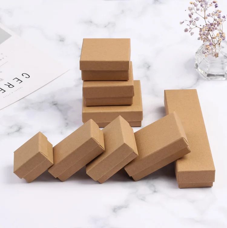 

1Pc Kraft Cardboard Jewelry Gift Box for Ring Necklace Wedding/Party /Necklace/ Bracelets Storage Box Handmade Jewellry Boxes