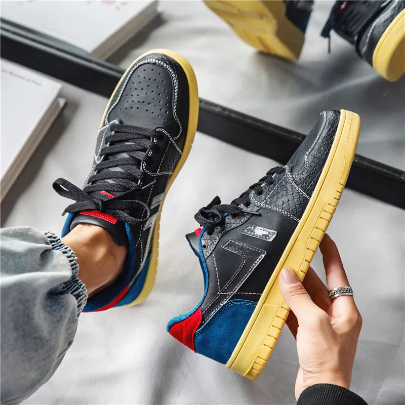 

Men shoes 2022 new spring breathable lace-up PU flat shoes Men's thick-soled shoes Men's fashion sports shoes Men's casual shoes