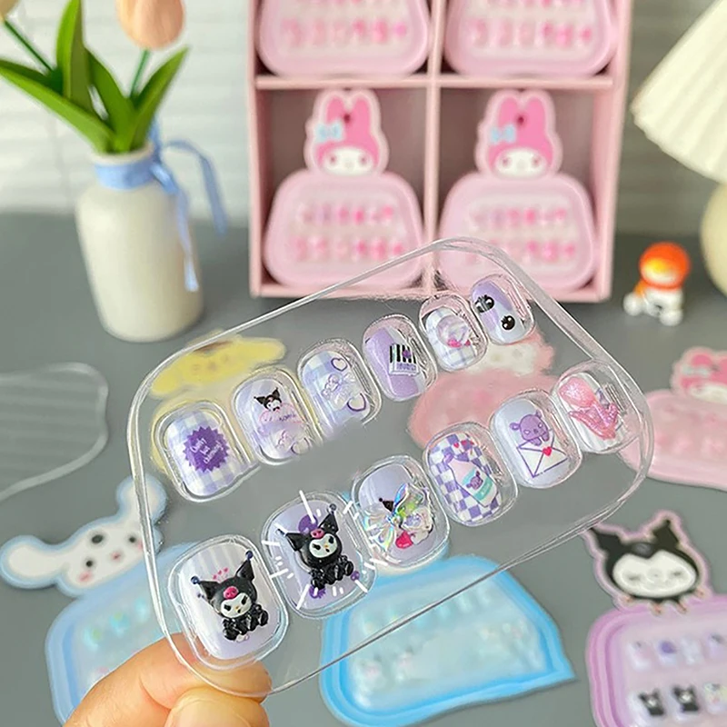 Sanrio Hello Kitty детские наклейки для ногтей милые самоклеящиеся нашивки Kuromi Cinnamoroll