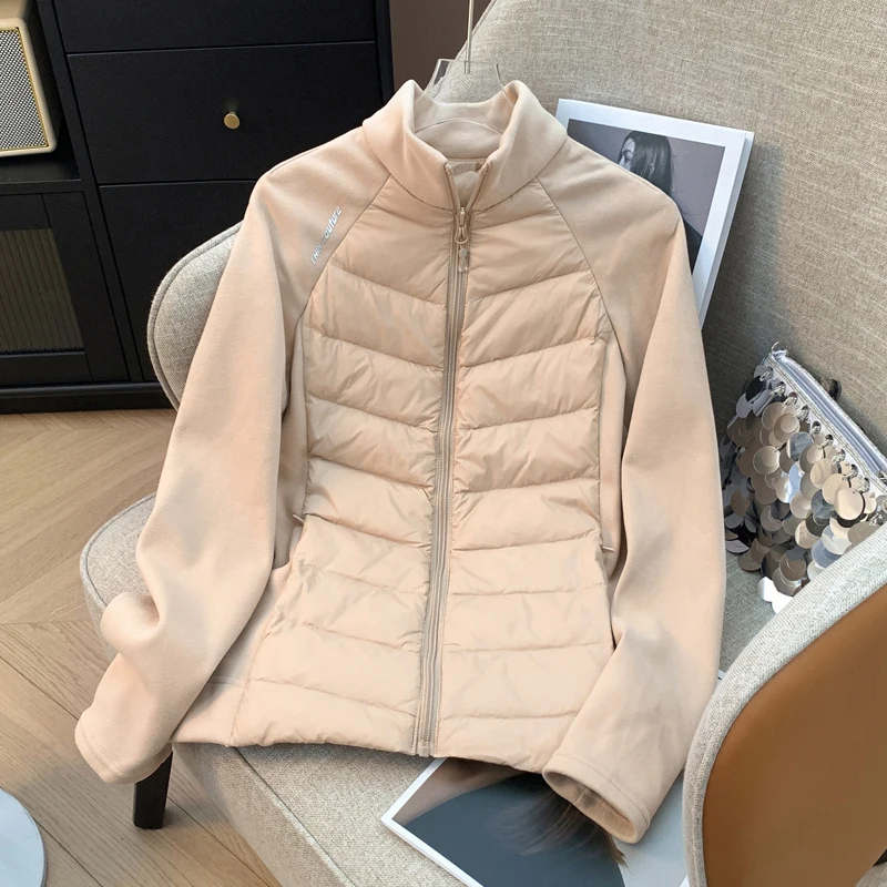 Осень и зима новая легкая куртка на белом утином пуху 90 женская утягивающая с
