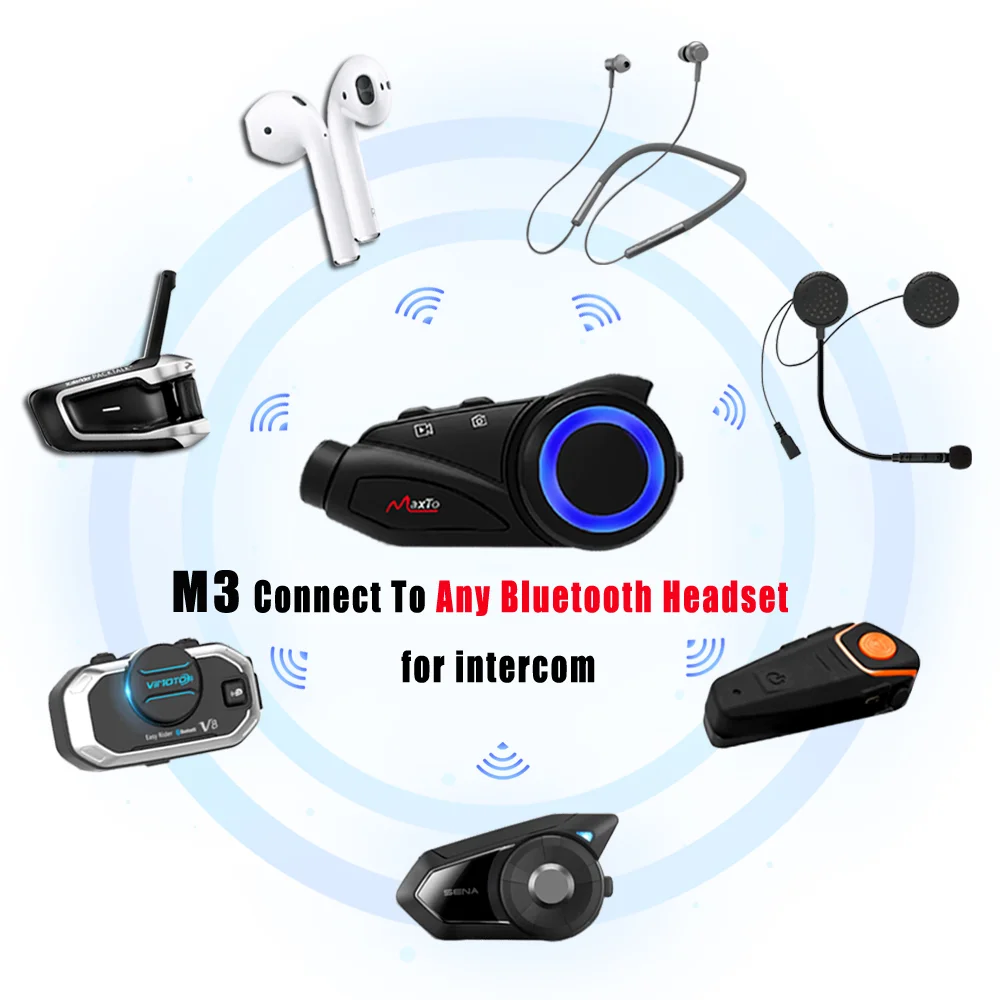 Фото Maxto M3 английская версия 1080P мотоциклетный шлем Интерком Bluetooth регистратор вождения на 6 человек №5