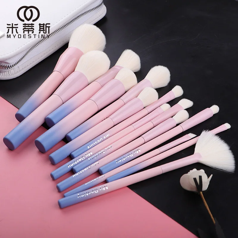 

MyDestiny makeup brush-Gradual Pink 14pcs soft synthetic hair make up brushes set-quick drying fiber cosmetic tool&beauty pens