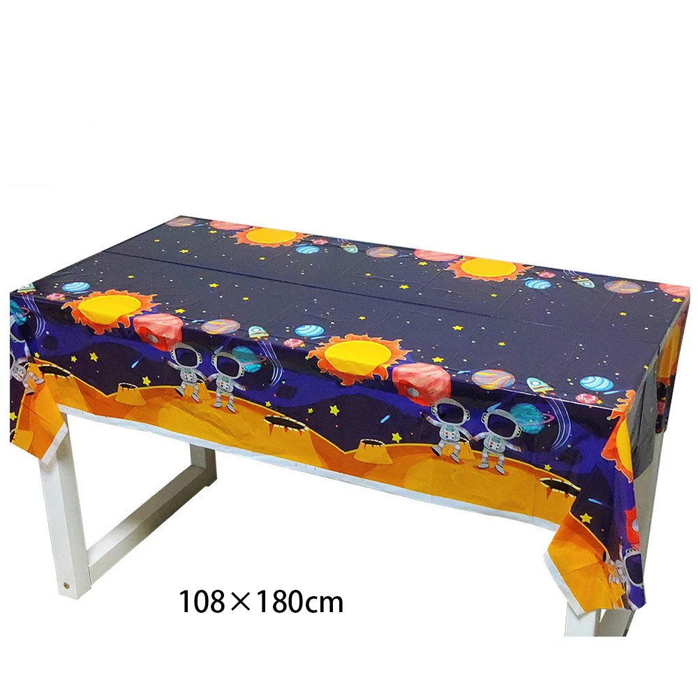 

71x43inch Tablecloth Astronaut Solar Space Theme Table Cloth Cover for Kids Birthday Wedding Baby Shower Party Supplies Decorati