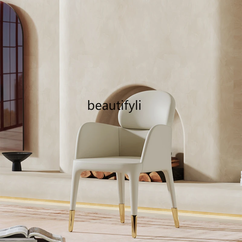 

LBX Iron Chair Dining Chair Home Solid Wood Stool Nordic Home Armchair Cosmetic Chair