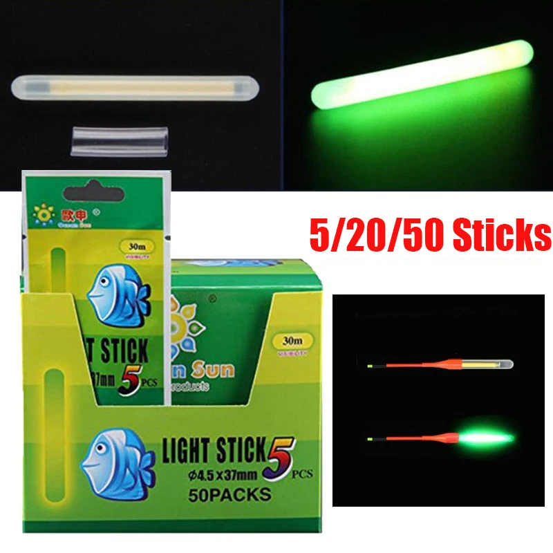 

5/20/50pcs Fishing Float Light Stick Fireflies Fluorescent Lightstick Night Float Rod Light Dark Glow Stick Fishing Tackle Tools