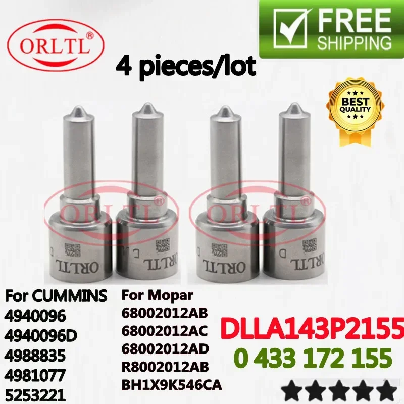 Фото 4 шт. форсунки DLLA143P2155 OEM 0 433 172 155 для CUMMINS 4940096 4940096D 4988835 4981077 5253221 №1