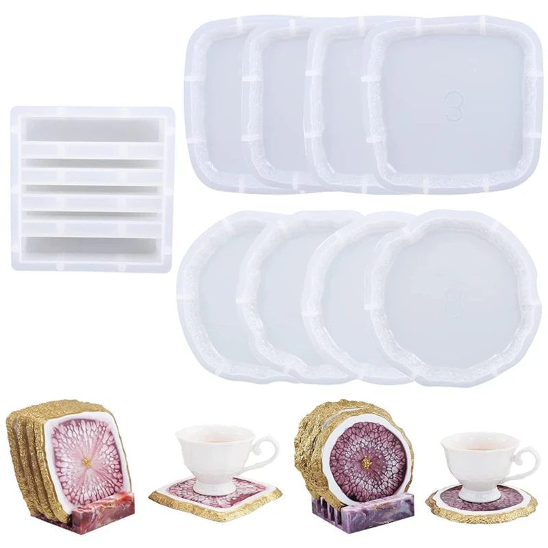 Набор зеркальных силиконовых подставок сделай сам с минеральными краями