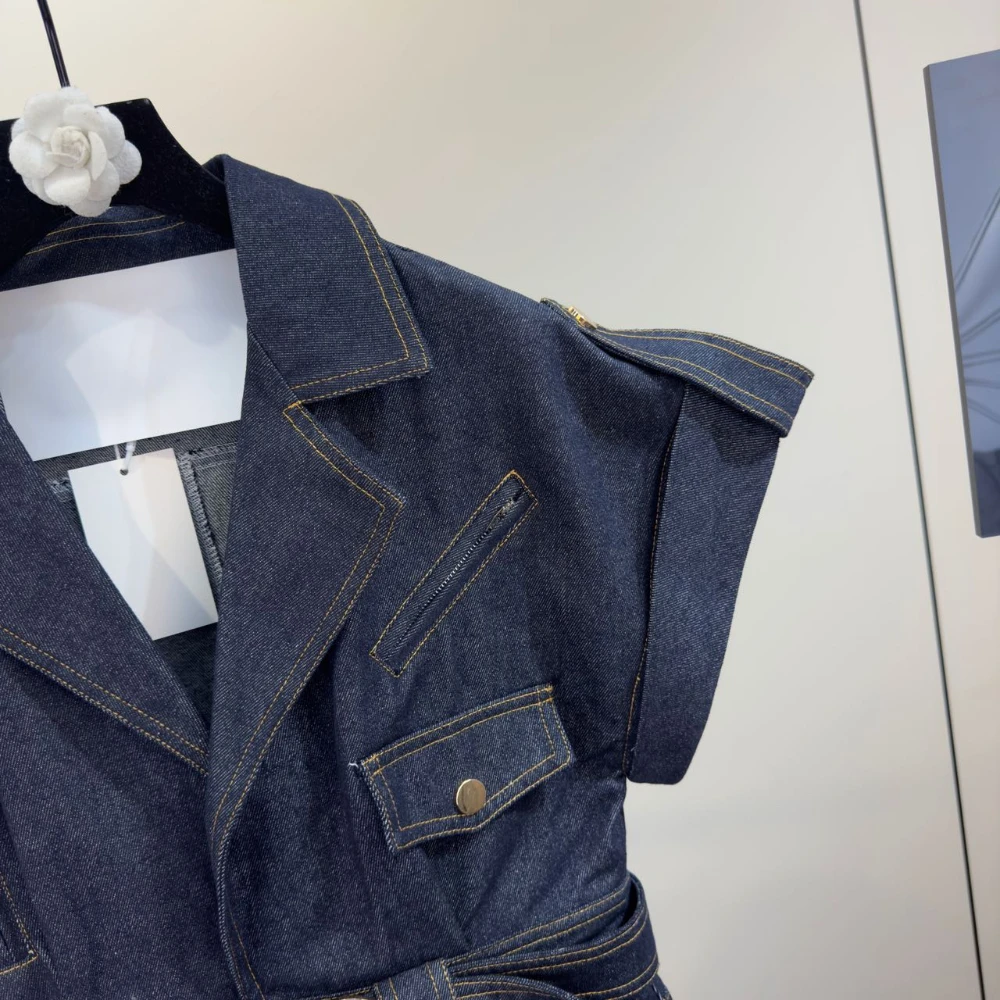 VGH Ретро английский стиль джинсовые комбинезоны для женщин с лацканами и