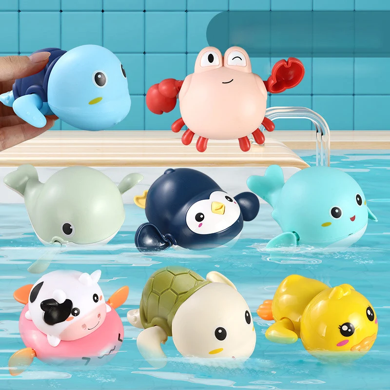 

Baby Bath Toys for Kids Cartoon Animal Swimming Water Toys Children Infant Cute Chain Clockwork Toy Tortoise Penguin Whale