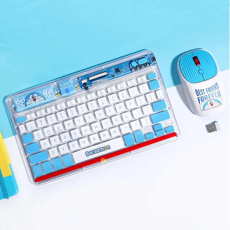 

Doraemon Bluetooth 2.4G Wireless Mouse Silent Rechargeable 78 Keys Keyboard Ergonomic Computer For iPAD Macbook Laptop Office