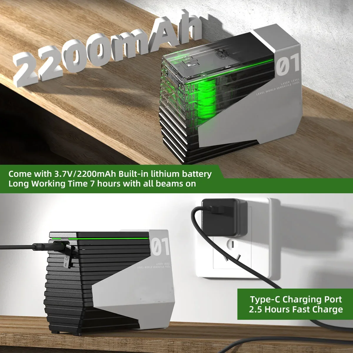 Популярный портативный лазерный уровень E011G с зеленым крестом и функцией
