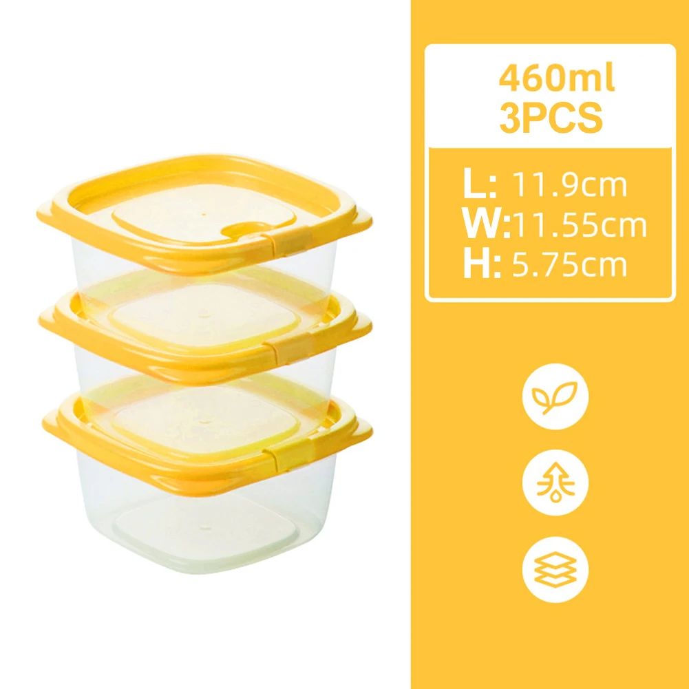

3 шт., пластиковые прозрачные контейнеры для хранения продуктов, 460/550/780 мл