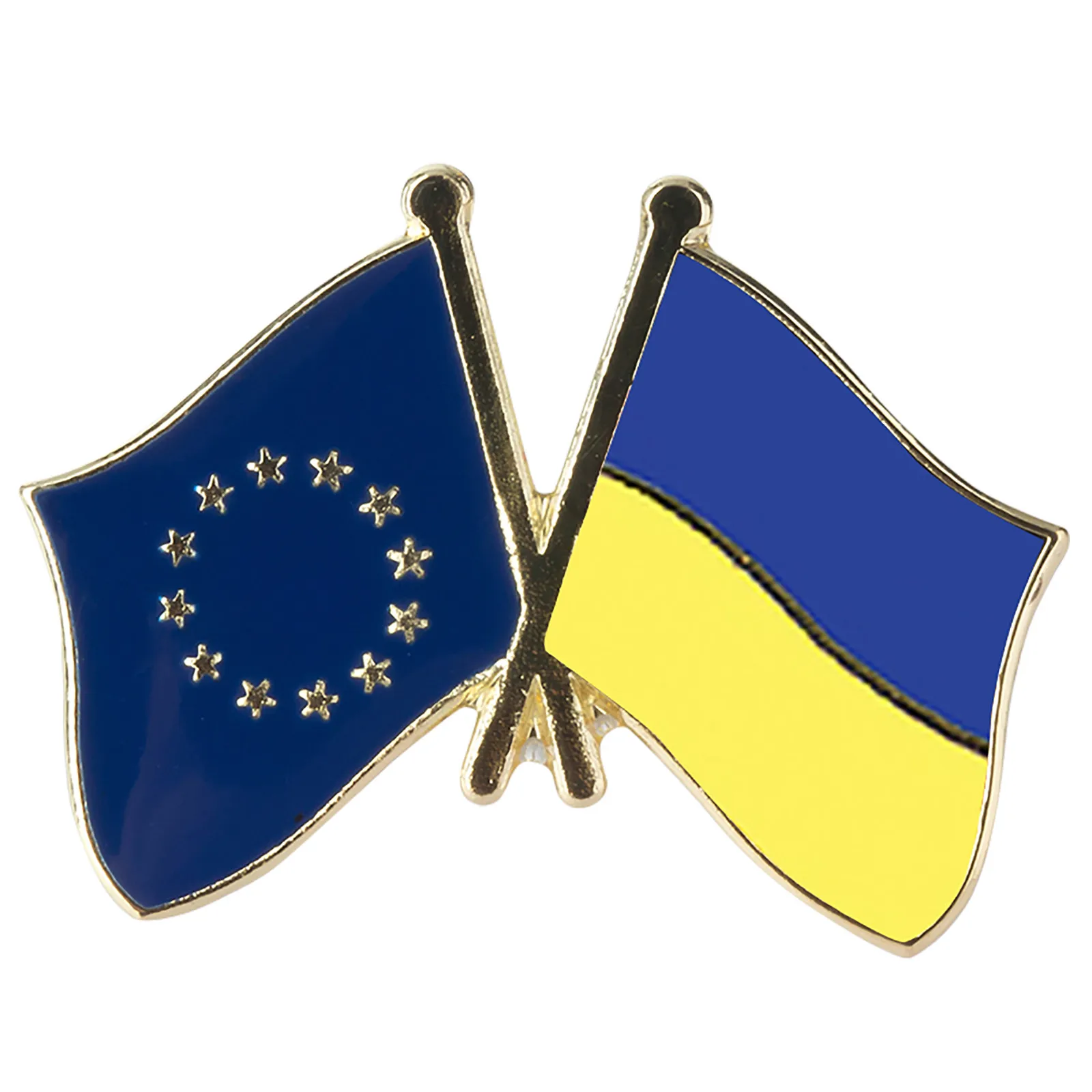 

European Union And Ukraine Crossed Double Friendship Flags Brooch Badges Lapel Pins Friendship Ukraine Flags Pins Accessories