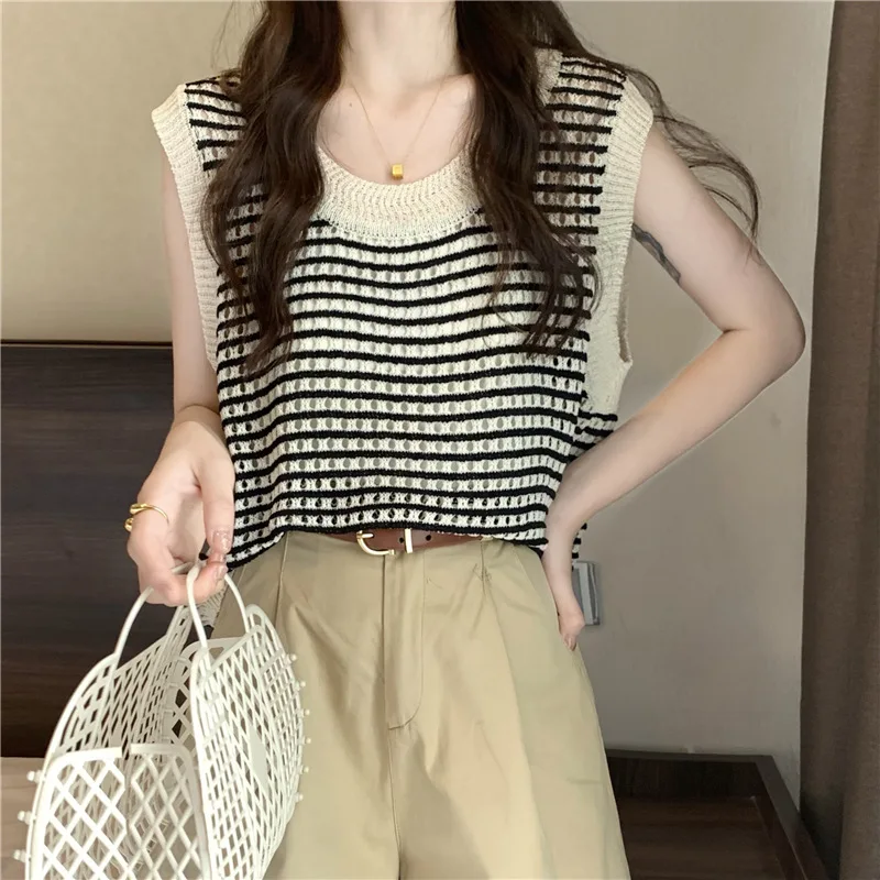 Новинка 2023 винтажная стильная майка Pure Desire эстетичный нишевый вязаный стиль