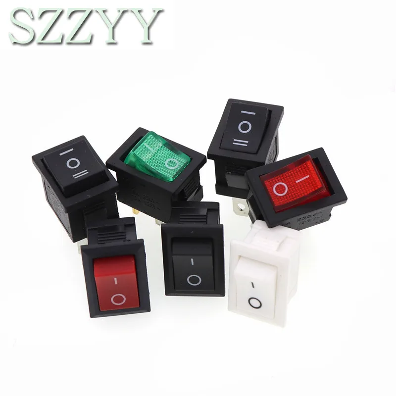 

10Pcs Push Button Switch 10x15mm SPST 2Pin 3pin 3A 250V KCD11 Snap-in On Off Boat Rocker Switch 10MM*15MM Black Red White