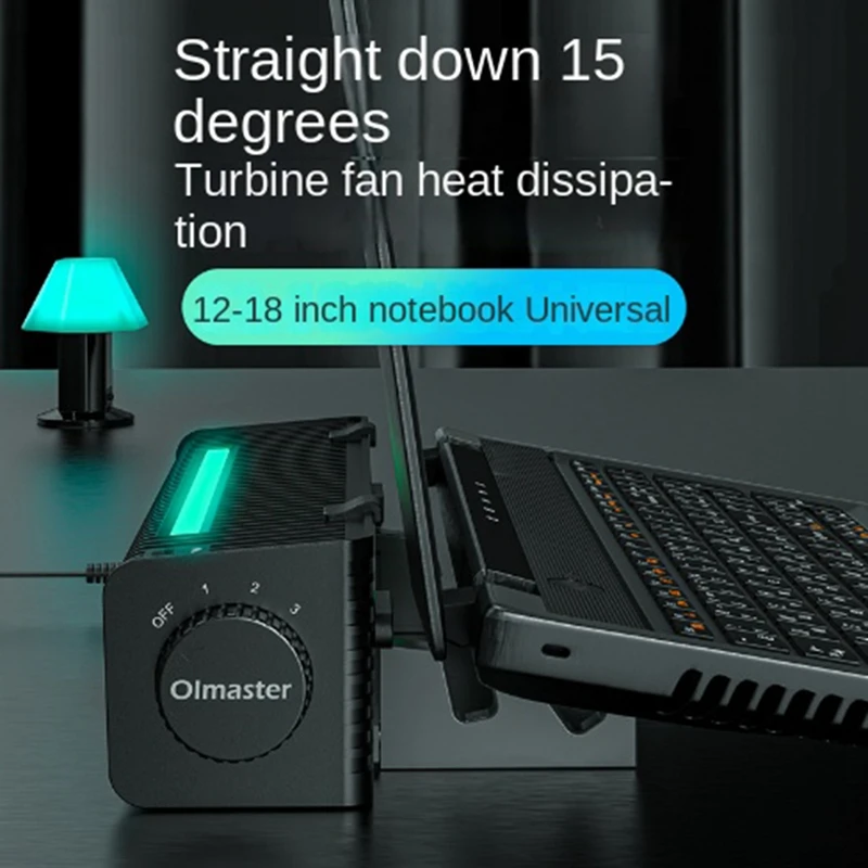 

Oimaster Laptop Cooler RGB Light Effect Cooling Fan Laptop Pad Tablet Stand Speed Adjustable USB Multifunction