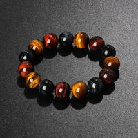 original lightning 6 16mm colorful tiger eyes beads bracelet men charm natural stone braslet for man handmade jewelry pulseras