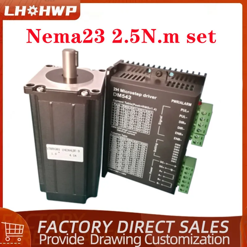 

TB6600/DM542/DM556 hybrid step Driver with NEMA23 stepper motor 57x100mm 4-lead 4.2A 2.5N.m 100mm NEMA 23 for CNC