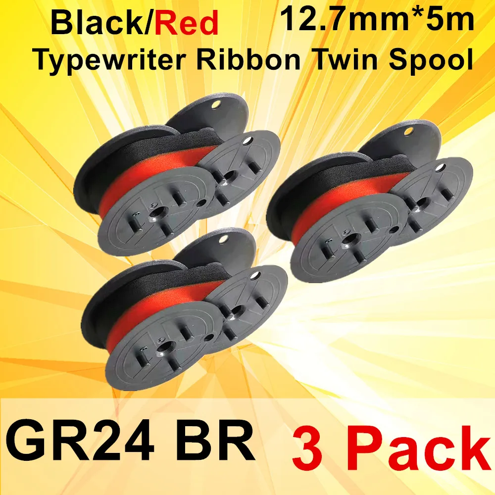 

1~3PK GR24 Nylon Label Ribbon Typewriter Ribbon Twin Spool GR24BR,RB-02-A Red and Black for CASIO For EPSON,Brother12.7mm