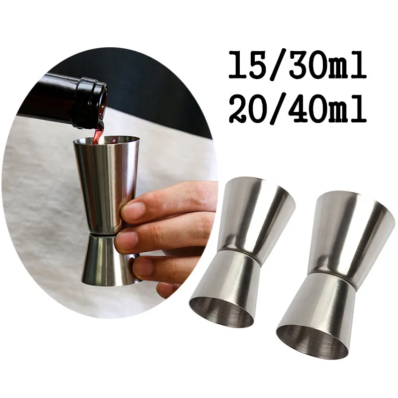 

15/30ml or 20/40ml Stainless Steel Cocktail Shaker Measure Cup Dual Drink Spirit Jigger Kitchen Gadgets Shot cocktail