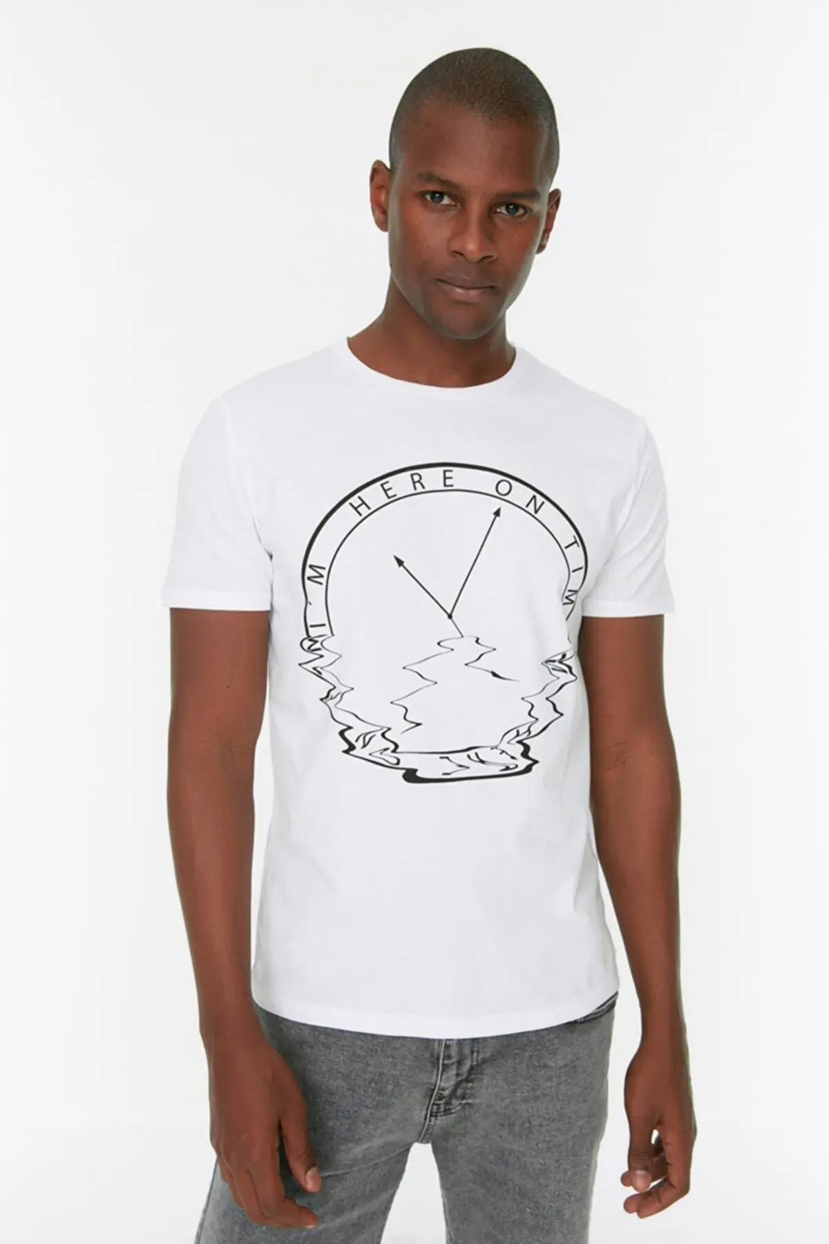 

White Men Basic Slim Fit Printed Short Sleeve t-shirt 0094 T-Shirts For Men Summer Fashion