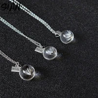 transparent dandelion flower necklace for women girls wish glass round ball shape pendant necklaces chains lucky jewelry gifts